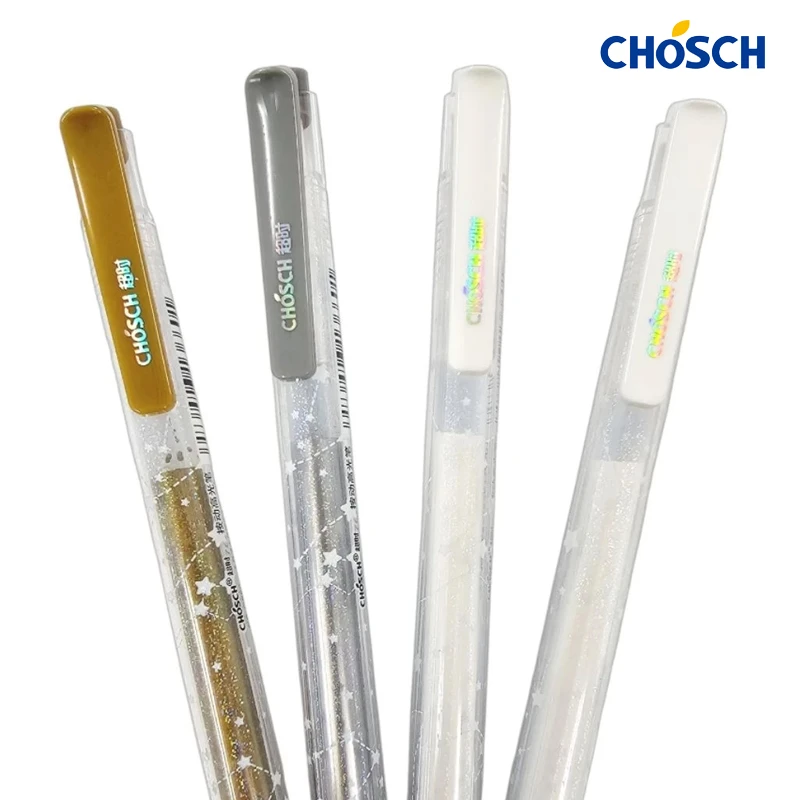 CHOSCH Roll Metallic Long Capacity Gel Pen 1.0 mm Tip 3 Colors 4 Pens , Suitable For Writing On Paper, Especially Black Paper (CS-G360)